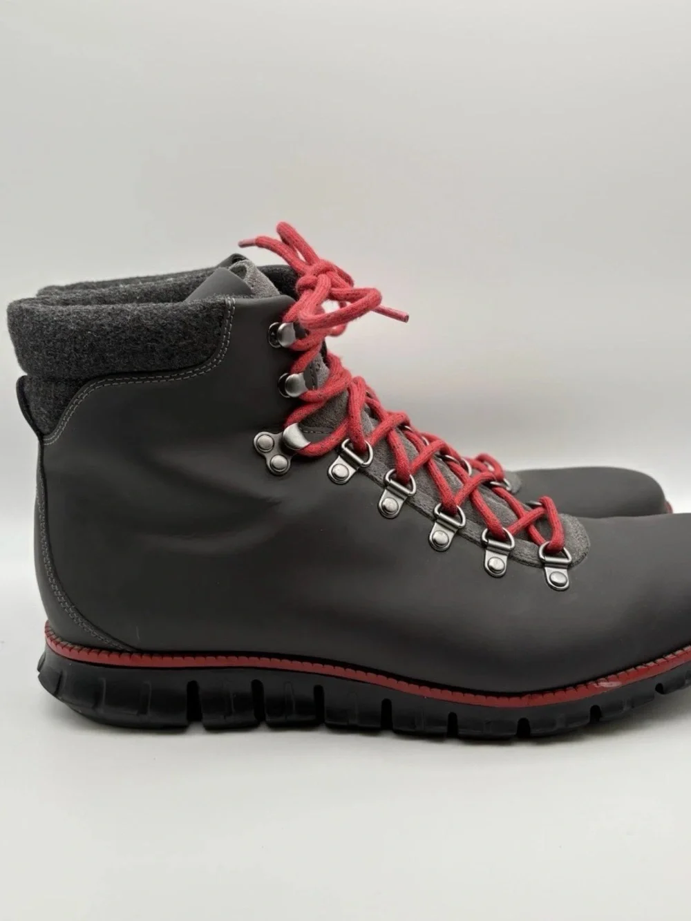 Cole Haan Men's Gray Hiking Boots with Red Laces
